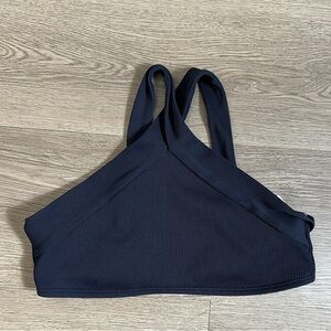 L*SPACE Ribbed High Neck Bikini Top Black Size Small